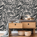 Monochrome Botanical Leaf Wallpaper - D649 - WallTrend