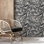 Monochrome Botanical Leaf Wallpaper - D649 - WallTrend