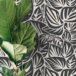 Monochrome Botanical Leaf Wallpaper - D649 - WallTrend