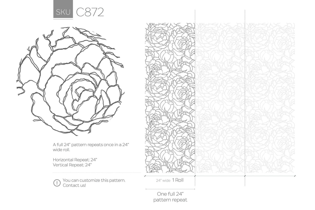 Monochrome Floral Contour Wallpaper - C872 - WallTrend