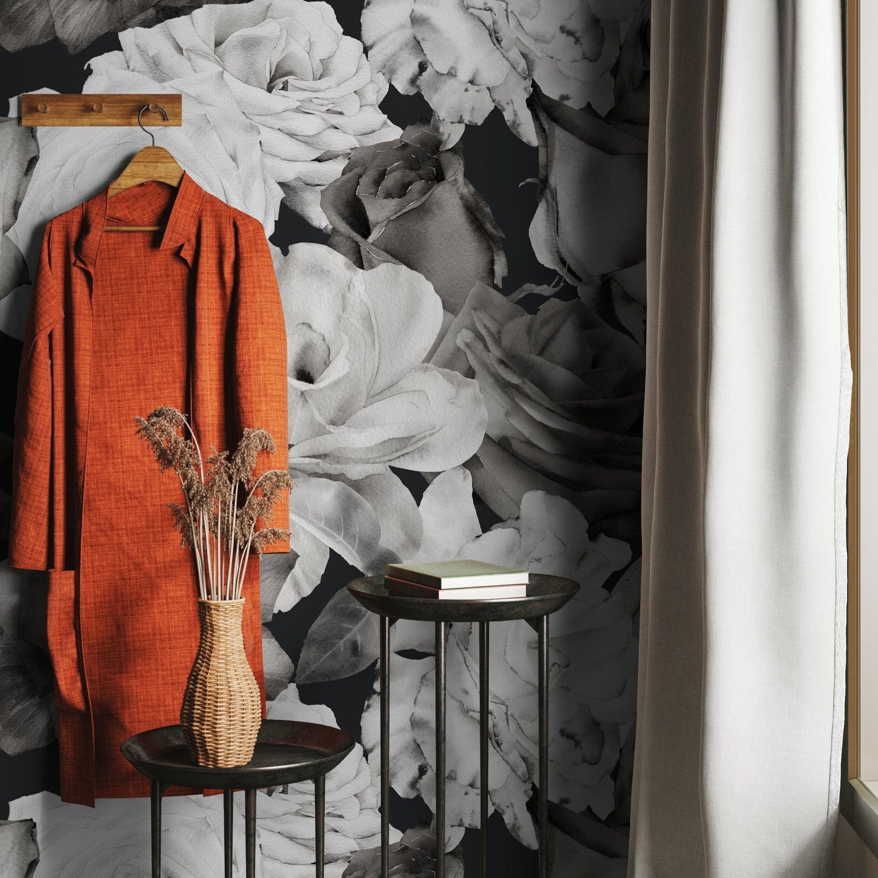 Monochrome Floral Elegance Wallpaper - A838 - WallTrend