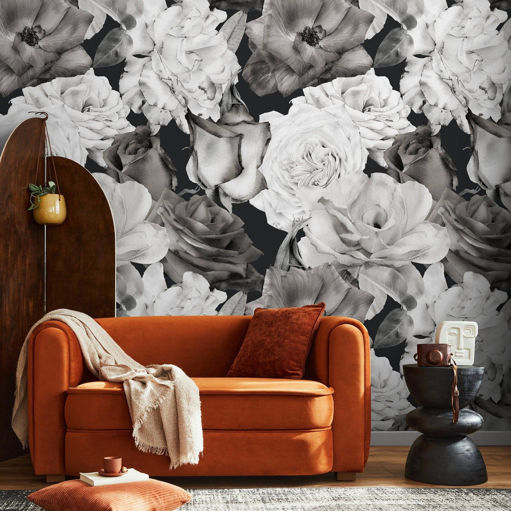 Monochrome Floral Elegance Wallpaper - A838 - WallTrend