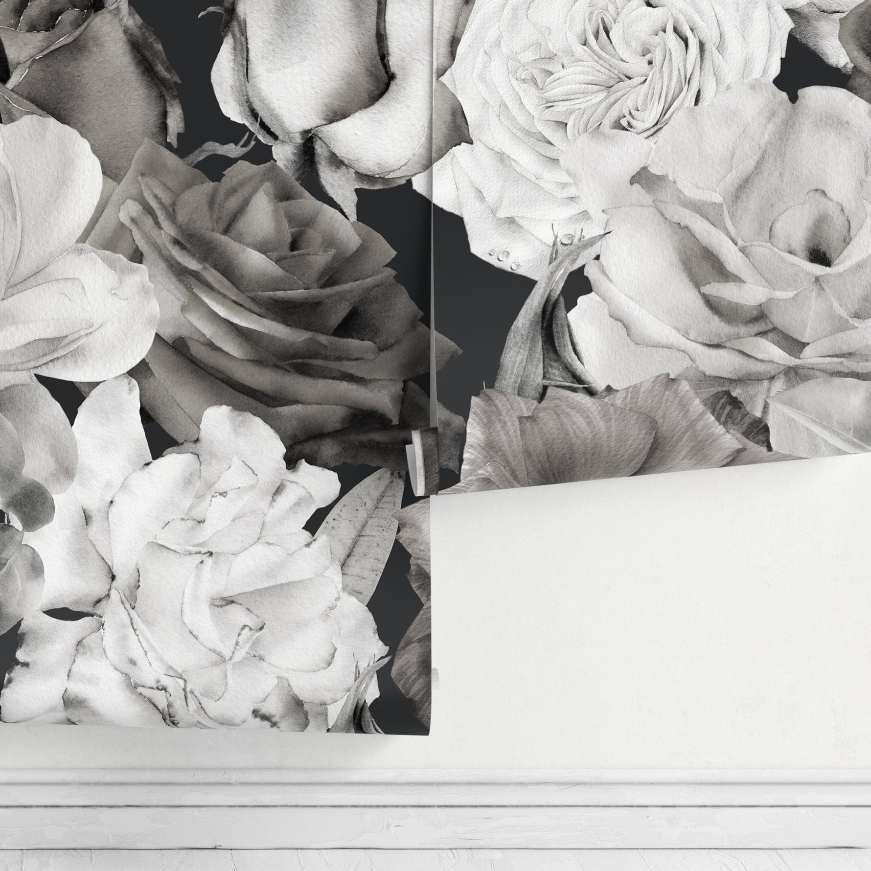 Monochrome Floral Elegance Wallpaper - A838 - WallTrend