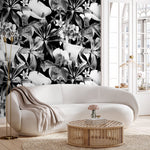 Monochrome Floral Elegance Wallpaper - B054 - WallTrend