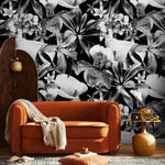 Monochrome Floral Elegance Wallpaper - B054 - WallTrend