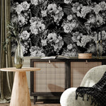 Monochrome Floral Elegance Wallpaper - B099 - WallTrend