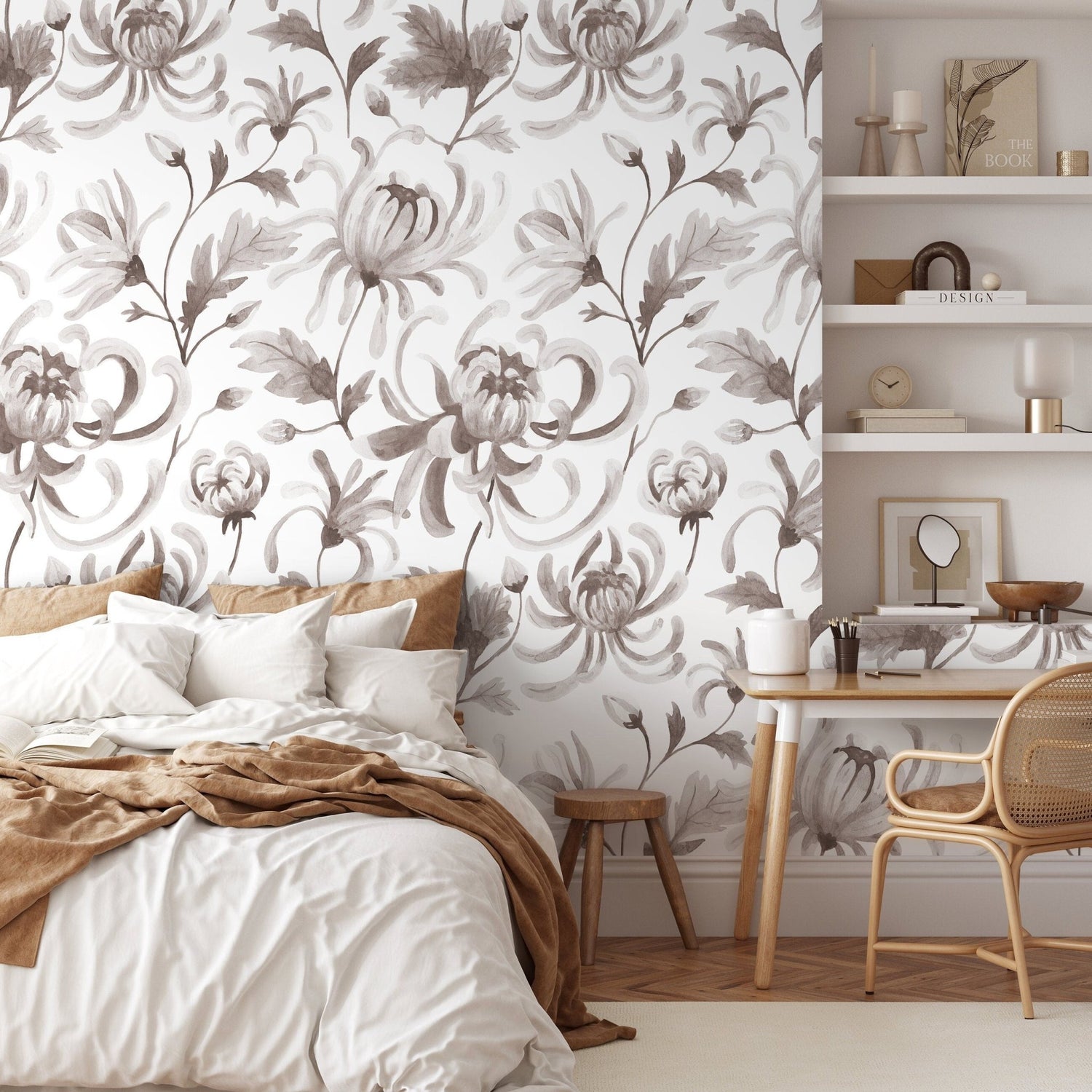 Monochrome Floral Elegance Wallpaper - C955 - WallTrend