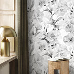 Monochrome Floral Elegance Wallpaper - D529 - WallTrend