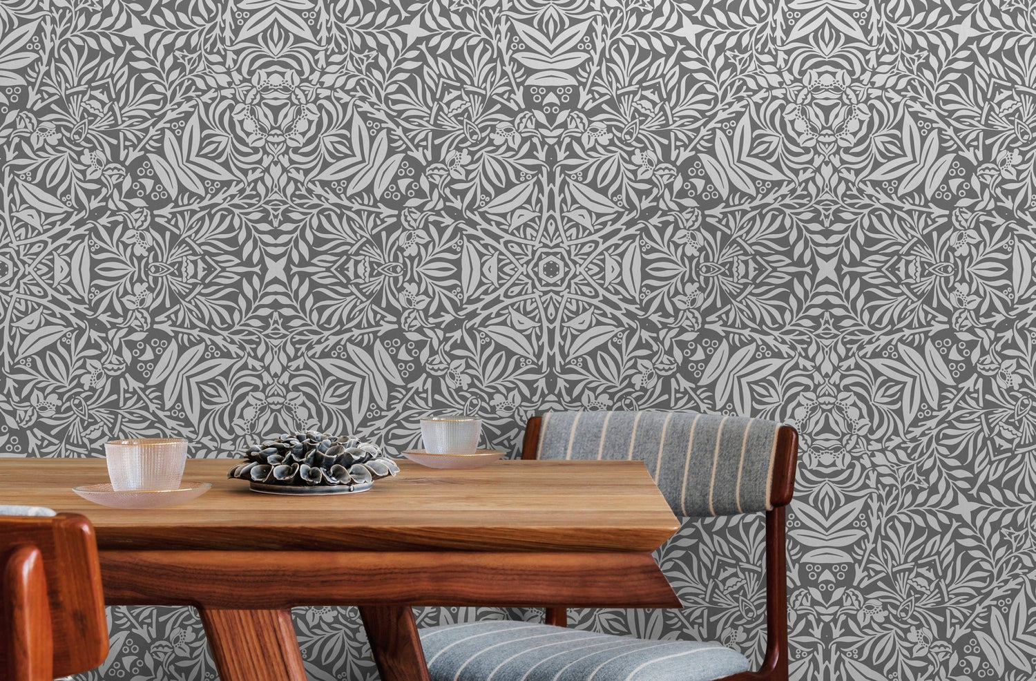 Monochrome Floral Symphony Wallpaper - X075 - WallTrend
