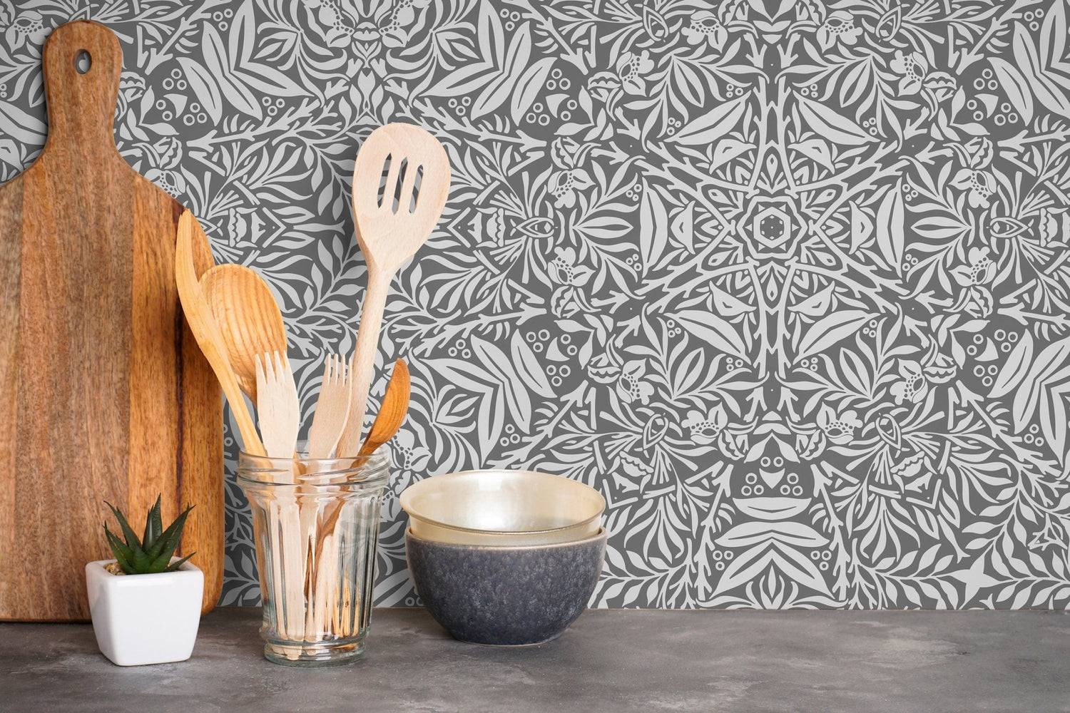 Monochrome Floral Symphony Wallpaper - X075 - WallTrend