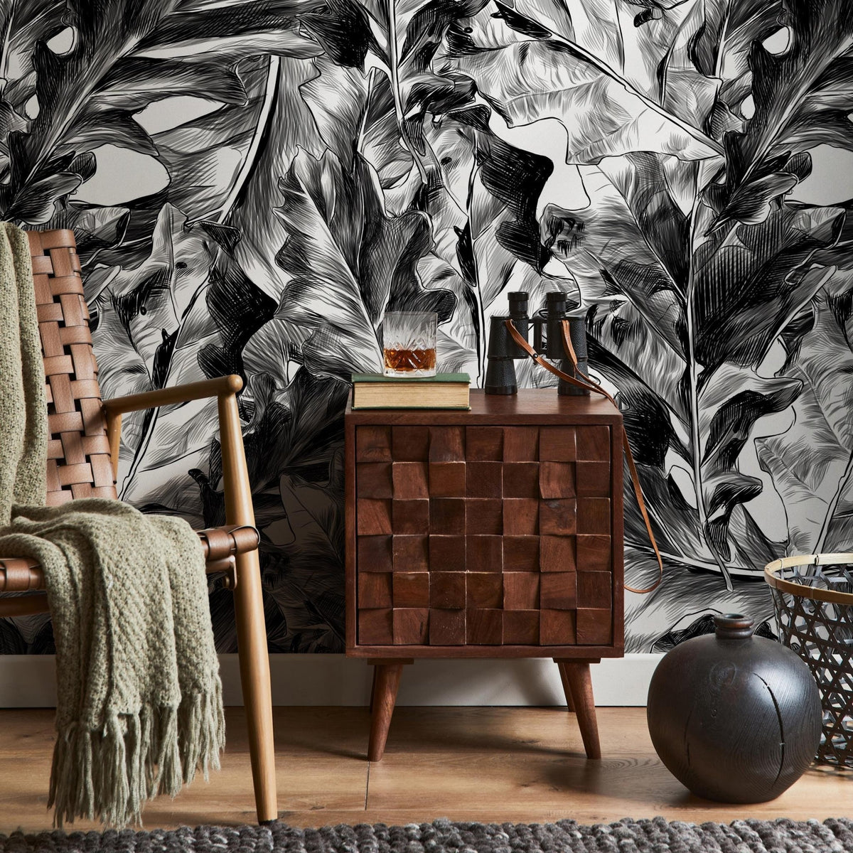 Monochrome Foliage Wallpaper - B718 - WallTrend