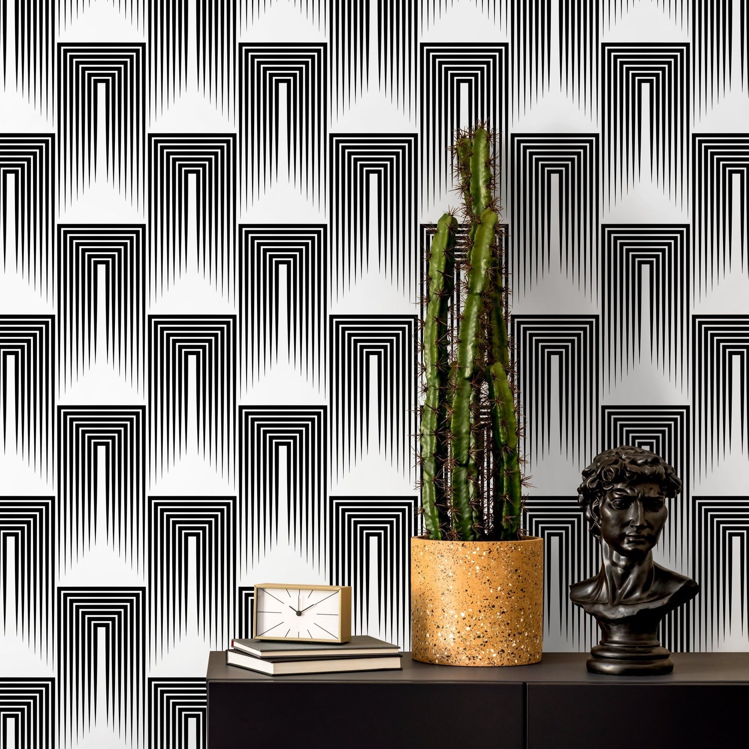 Monochrome Geometric Illusion Wallpaper - B079 - WallTrend