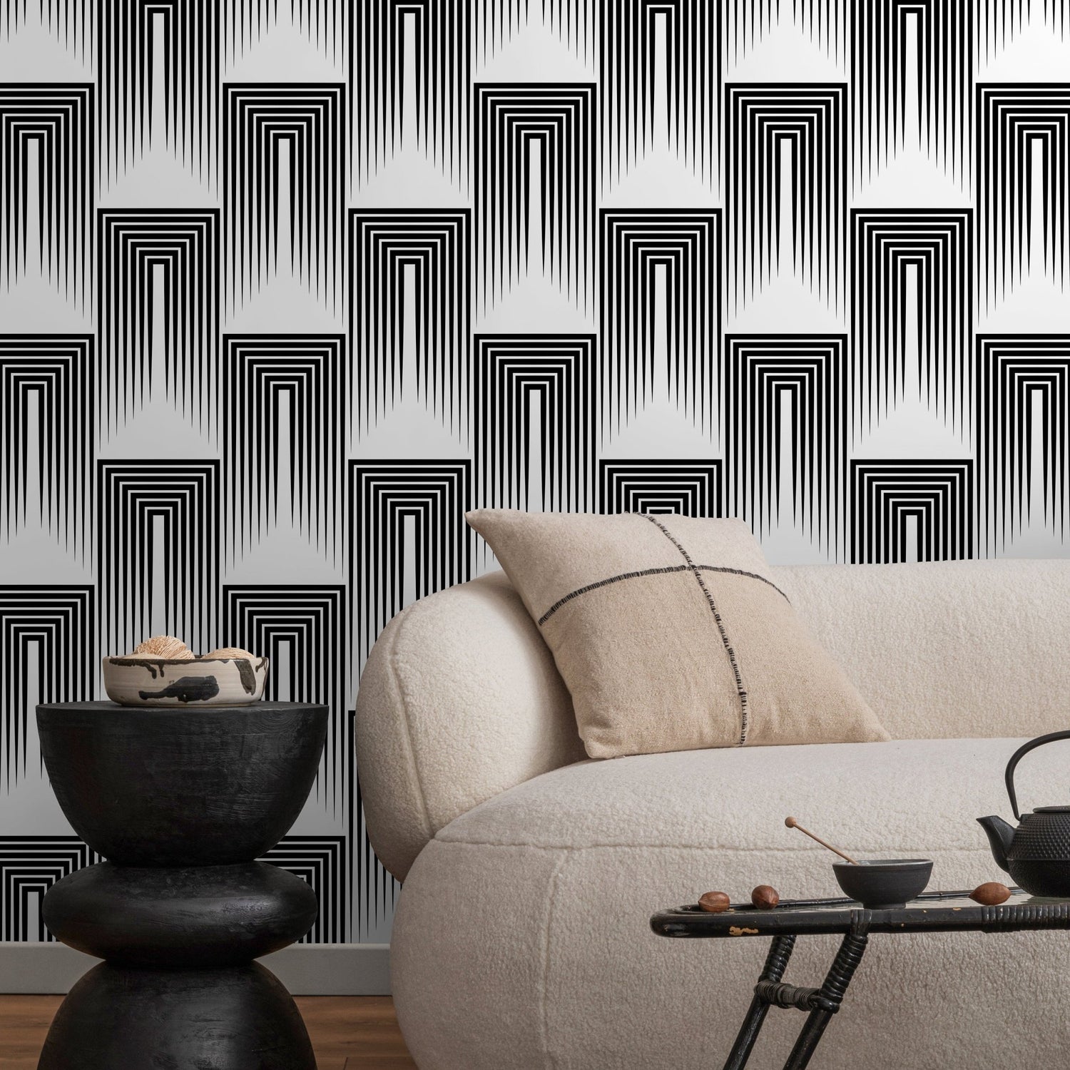 Monochrome Geometric Illusion Wallpaper - B079 - WallTrend