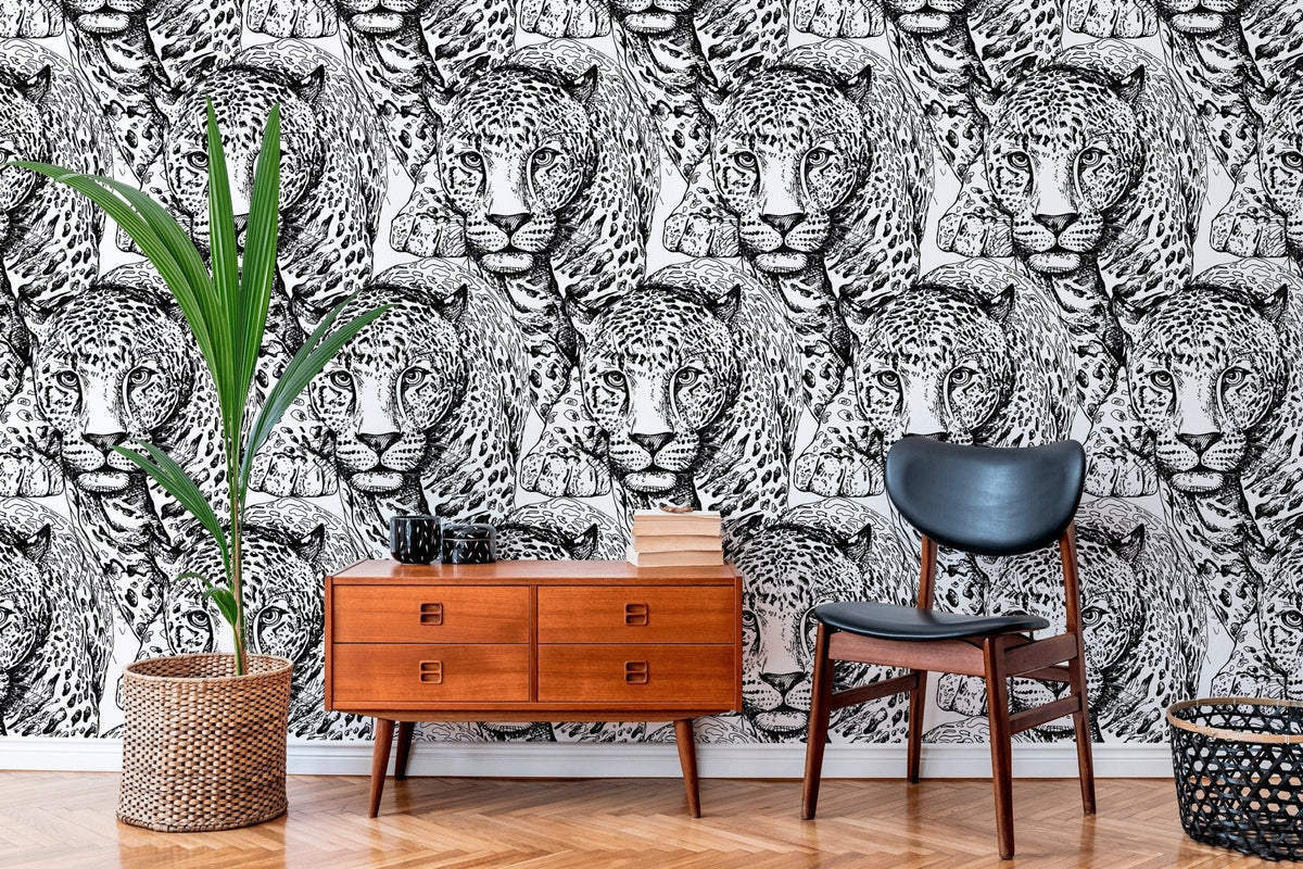 Monochrome Jungle Majesty Wallpaper - B525 - WallTrend