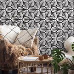 Monochrome Leaf Pattern Wallpaper - B666 - WallTrend