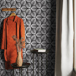 Monochrome Leaf Pattern Wallpaper - B666 - WallTrend