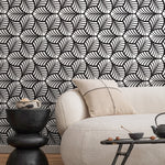 Monochrome Leaf Pattern Wallpaper - B666 - WallTrend