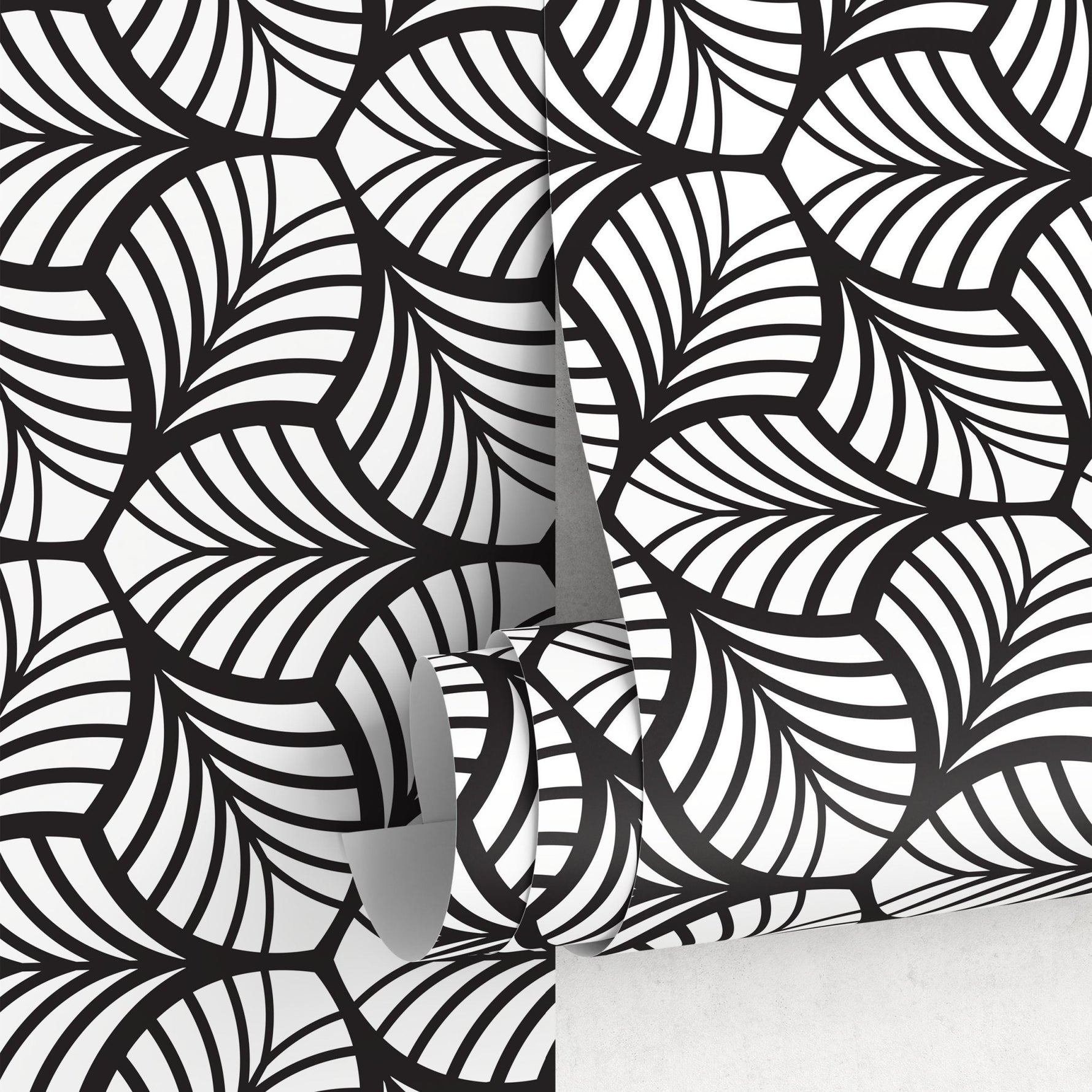 Monochrome Leaf Pattern Wallpaper - B666 - WallTrend
