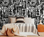 Monochrome Tribal Art Wallpaper - C099 - WallTrend