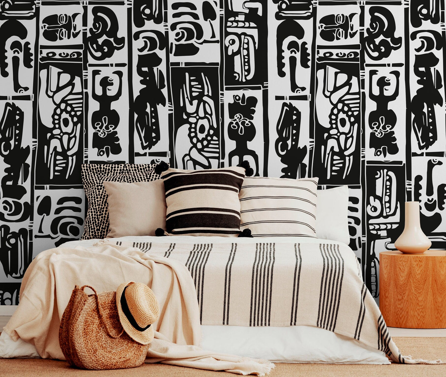Monochrome Tribal Art Wallpaper - C099 - WallTrend