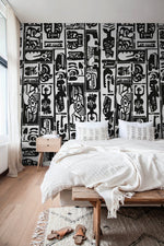 Monochrome Tribal Art Wallpaper - C099 - WallTrend
