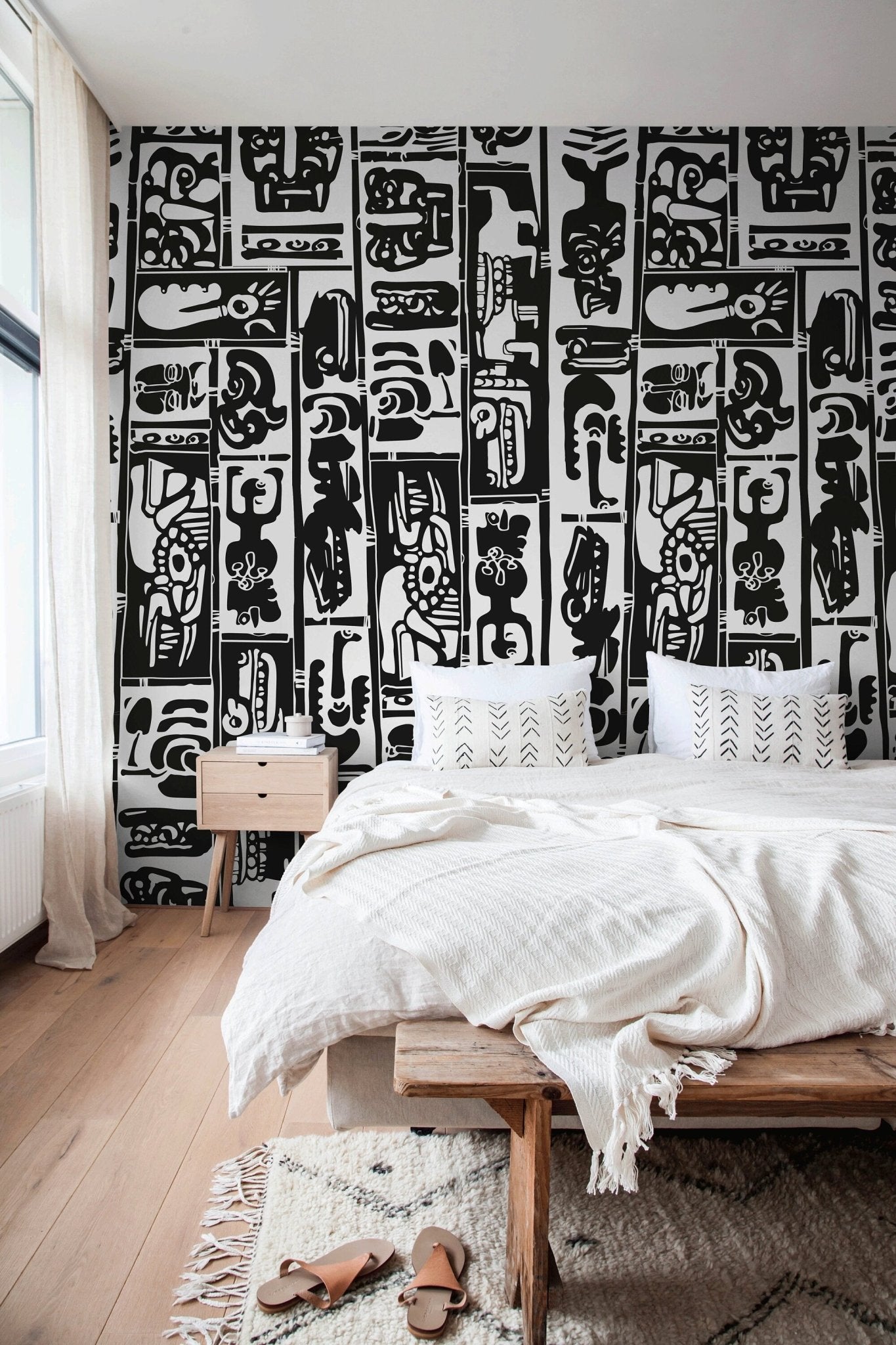 Monochrome Tribal Art Wallpaper - C099 - WallTrend
