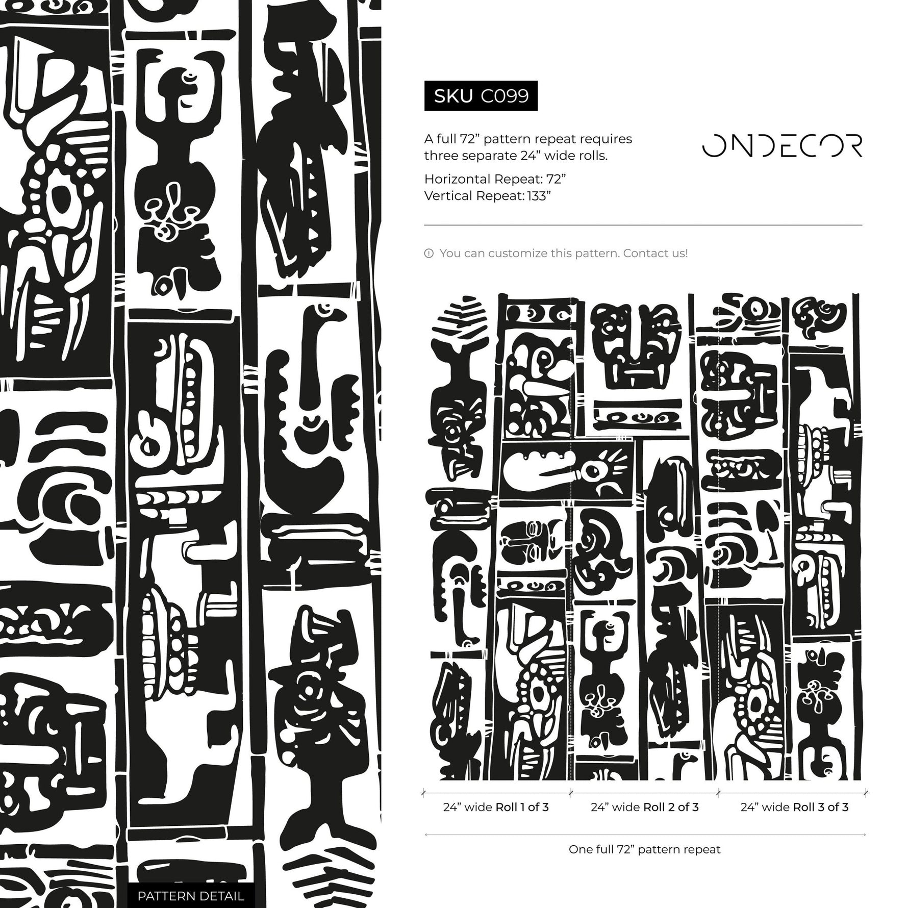 Monochrome Tribal Art Wallpaper - C099 - WallTrend