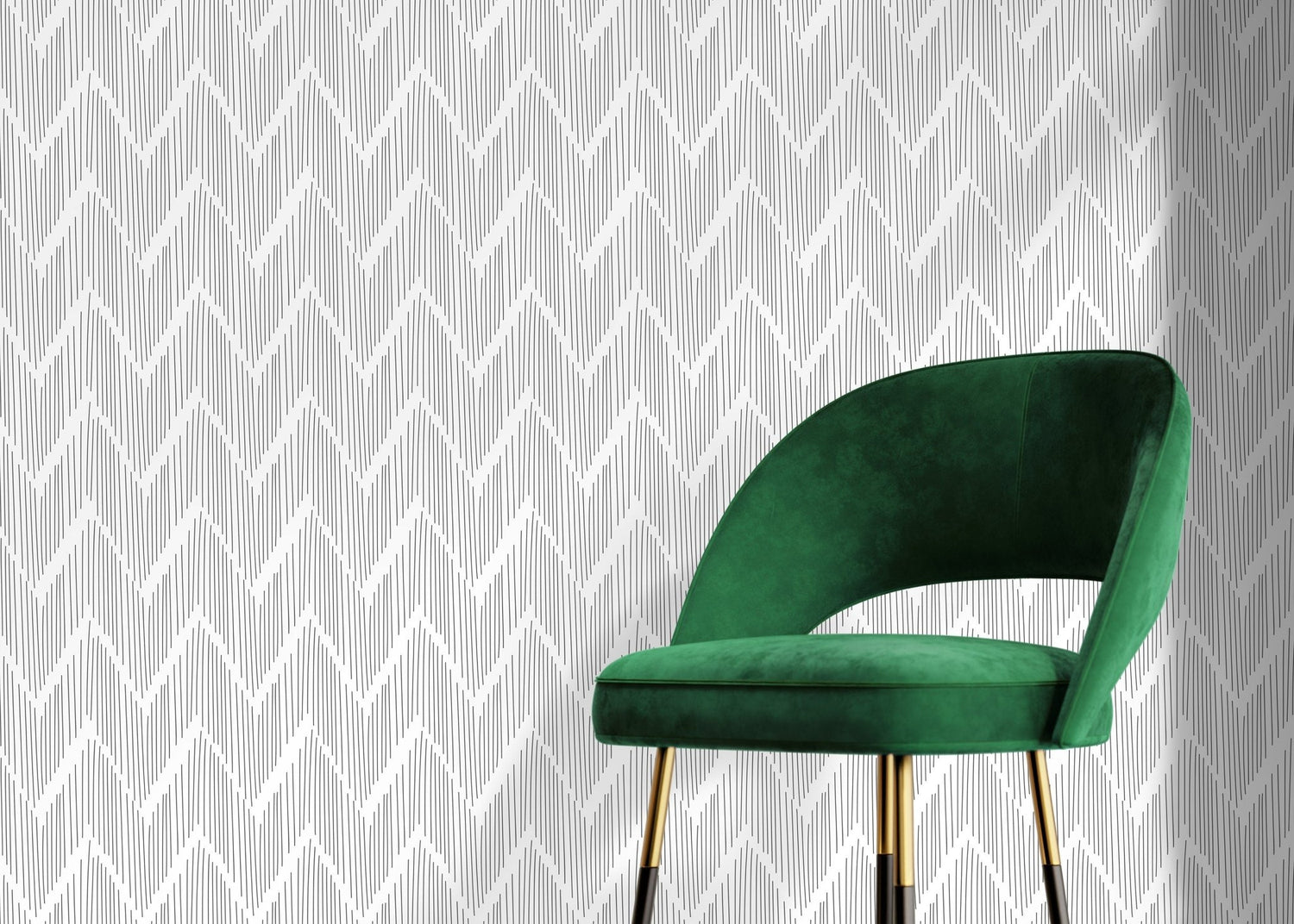 Monochrome Zigzag Pattern Wallpaper - D001 - WallTrend