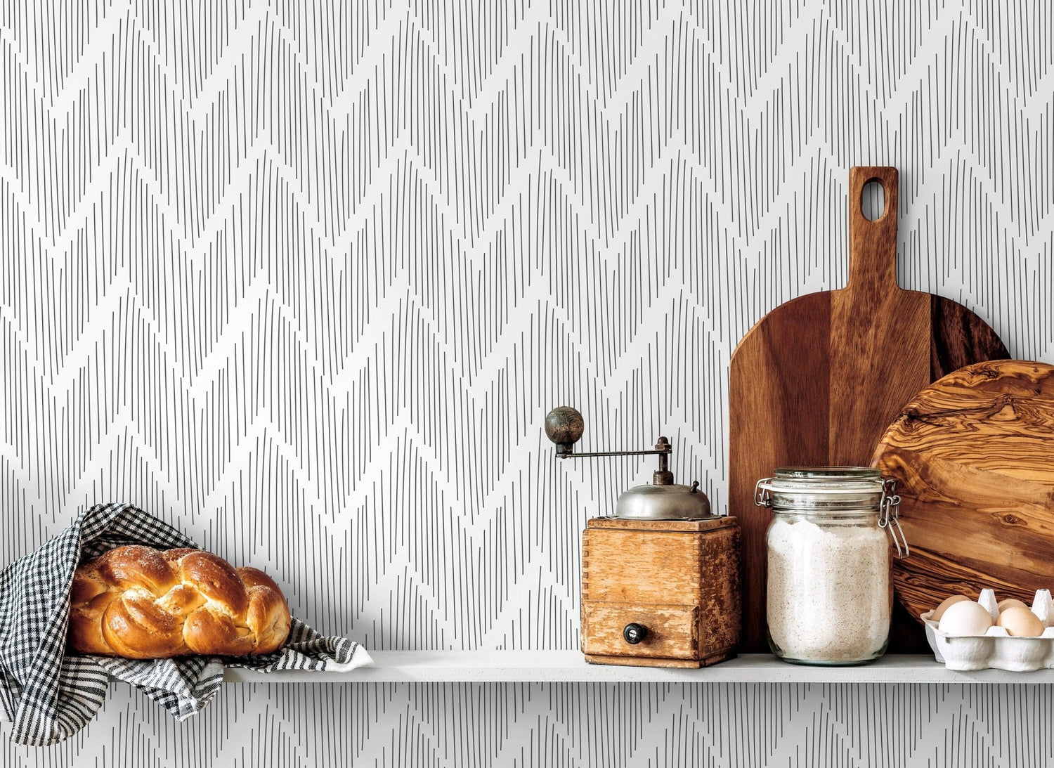 Monochrome Zigzag Pattern Wallpaper - D001 - WallTrend