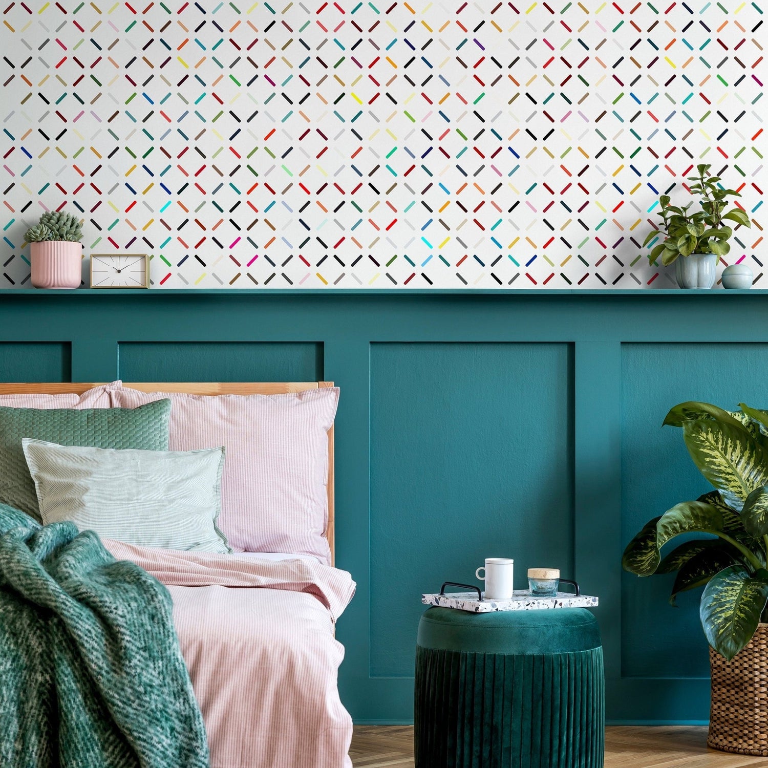 Multicolor Geometric Lines Wallpaper - B317 - WallTrend