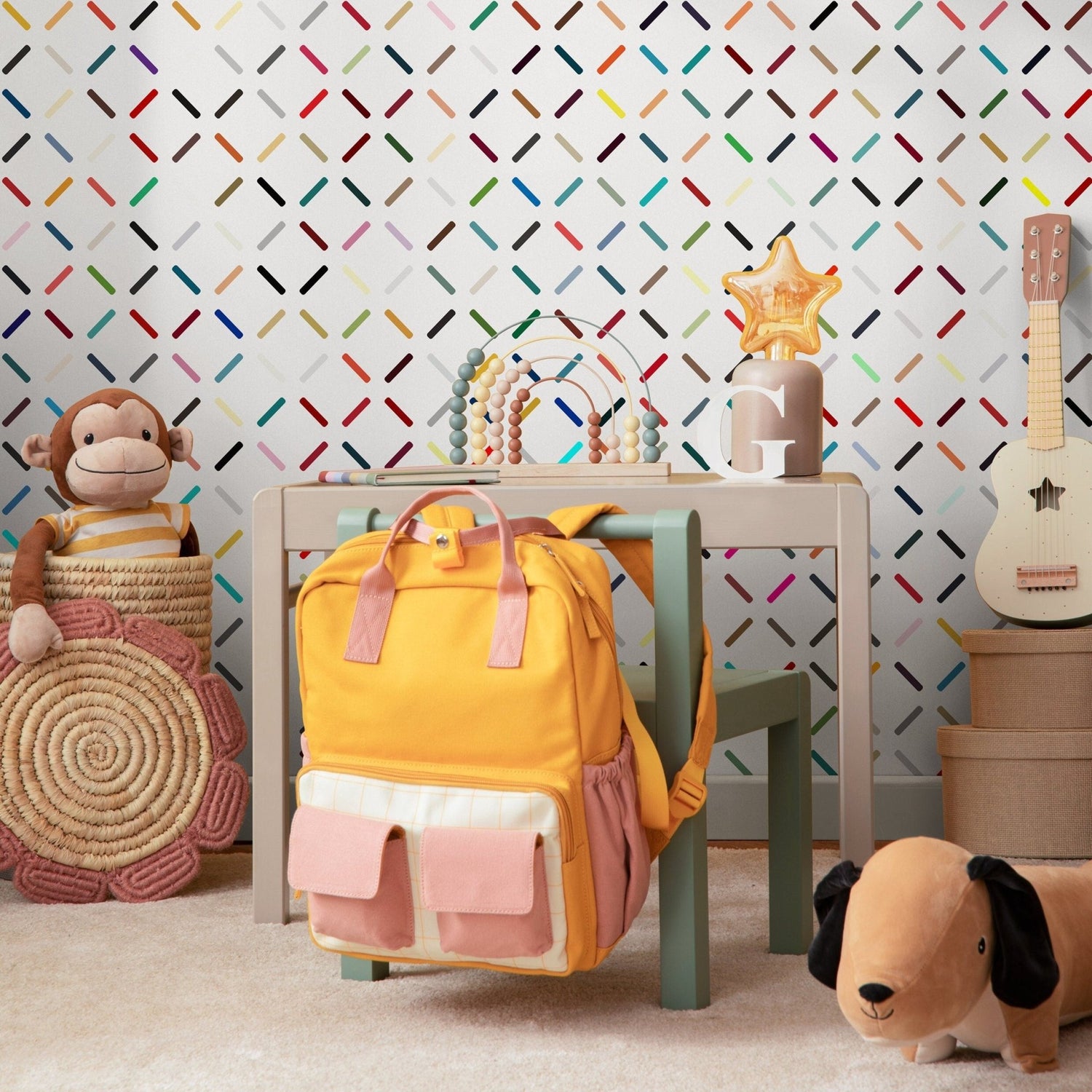 Multicolor Geometric Lines Wallpaper - B317 - WallTrend