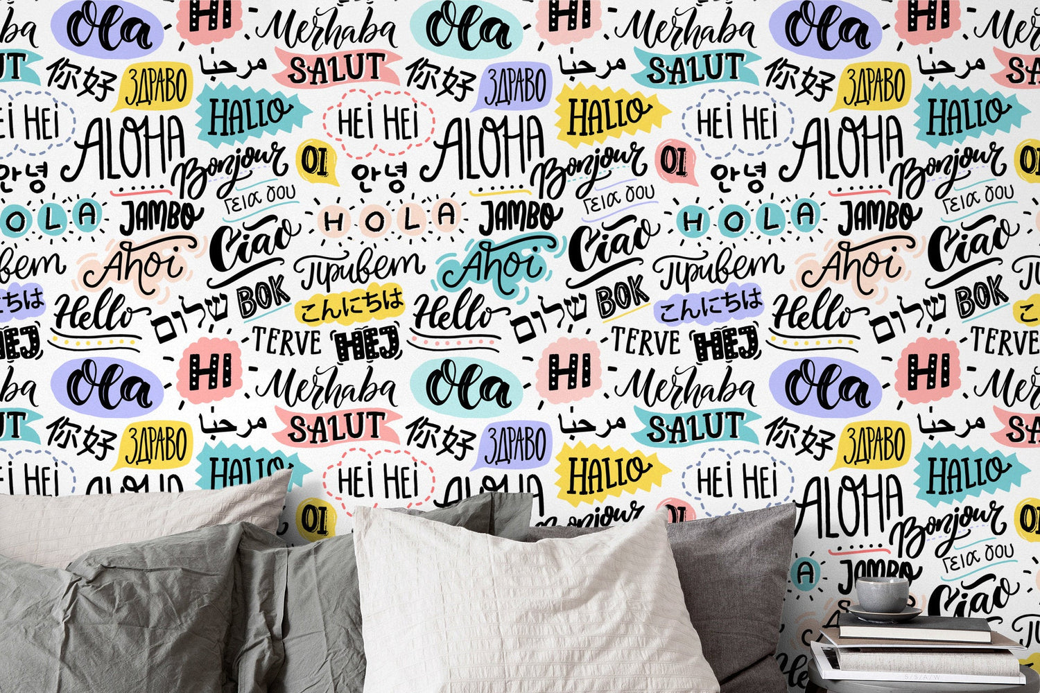 Multilingual Greetings Wallpaper - B546 - WallTrend