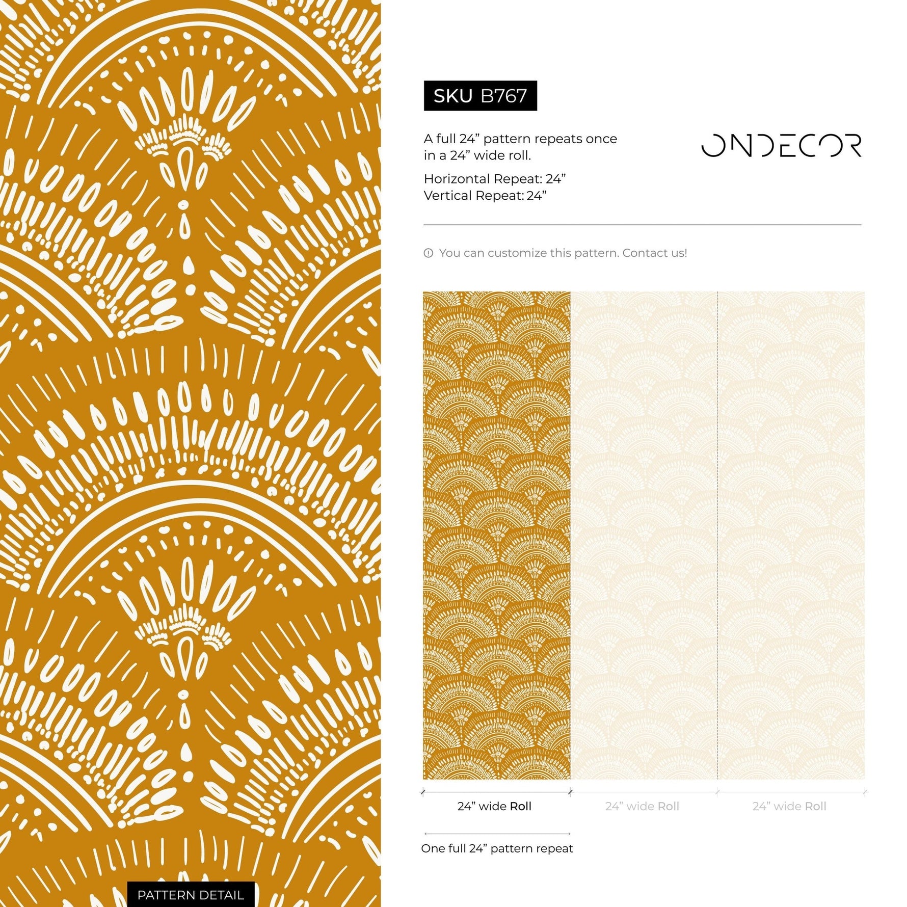 Mustard Arches Boho Wallpaper Peel and Stick and Traditional Wallpaper - B767 - WallTrend
