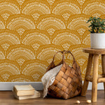 Mustard Arches Boho Wallpaper Peel and Stick and Traditional Wallpaper - B767 - WallTrend