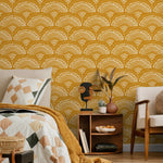 Mustard Arches Boho Wallpaper Peel and Stick and Traditional Wallpaper - B767 - WallTrend