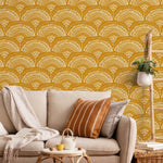 Mustard Arches Boho Wallpaper Peel and Stick and Traditional Wallpaper - B767 - WallTrend