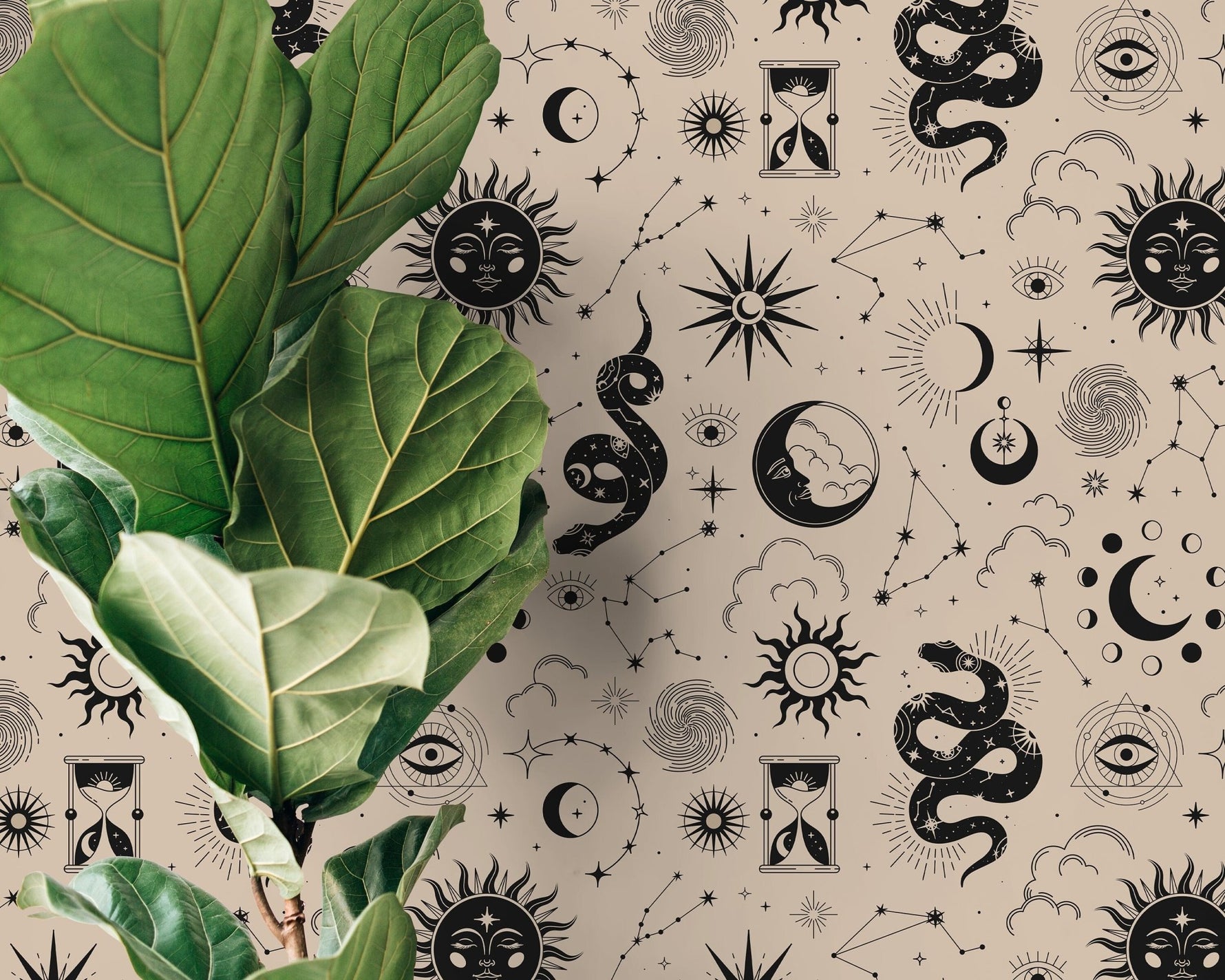 Mystical Celestial Bodies Wallpaper - D343 - WallTrend