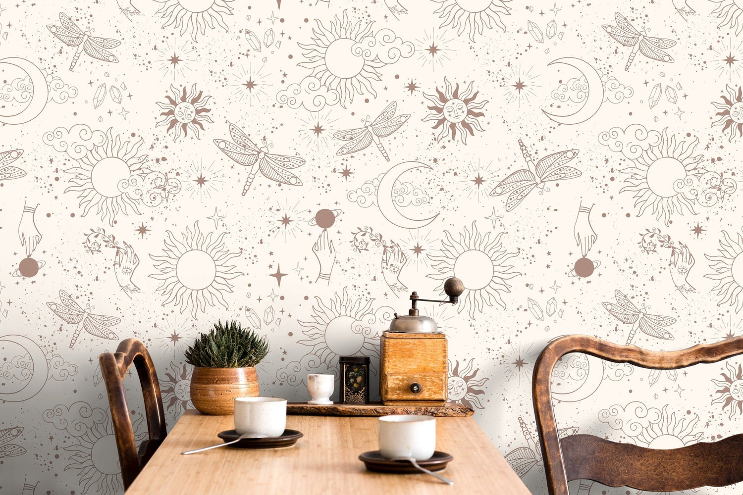 Mystique and Celestial Wallpaper Removable Peel and Stick Wallpaper, Peel and Stick Wallpaper Moon and Butterfly - ZAAV - WallTrend