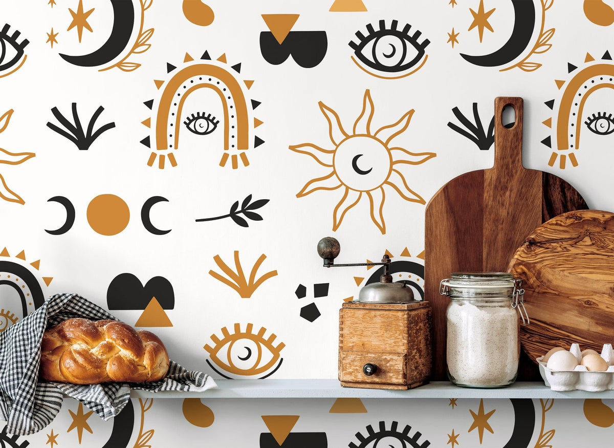 Mystique and Celestial Wallpaper Removable Peel and Stick Wallpaper, Peel and Stick Wallpaper Moon and Magic - ZAAT - WallTrend