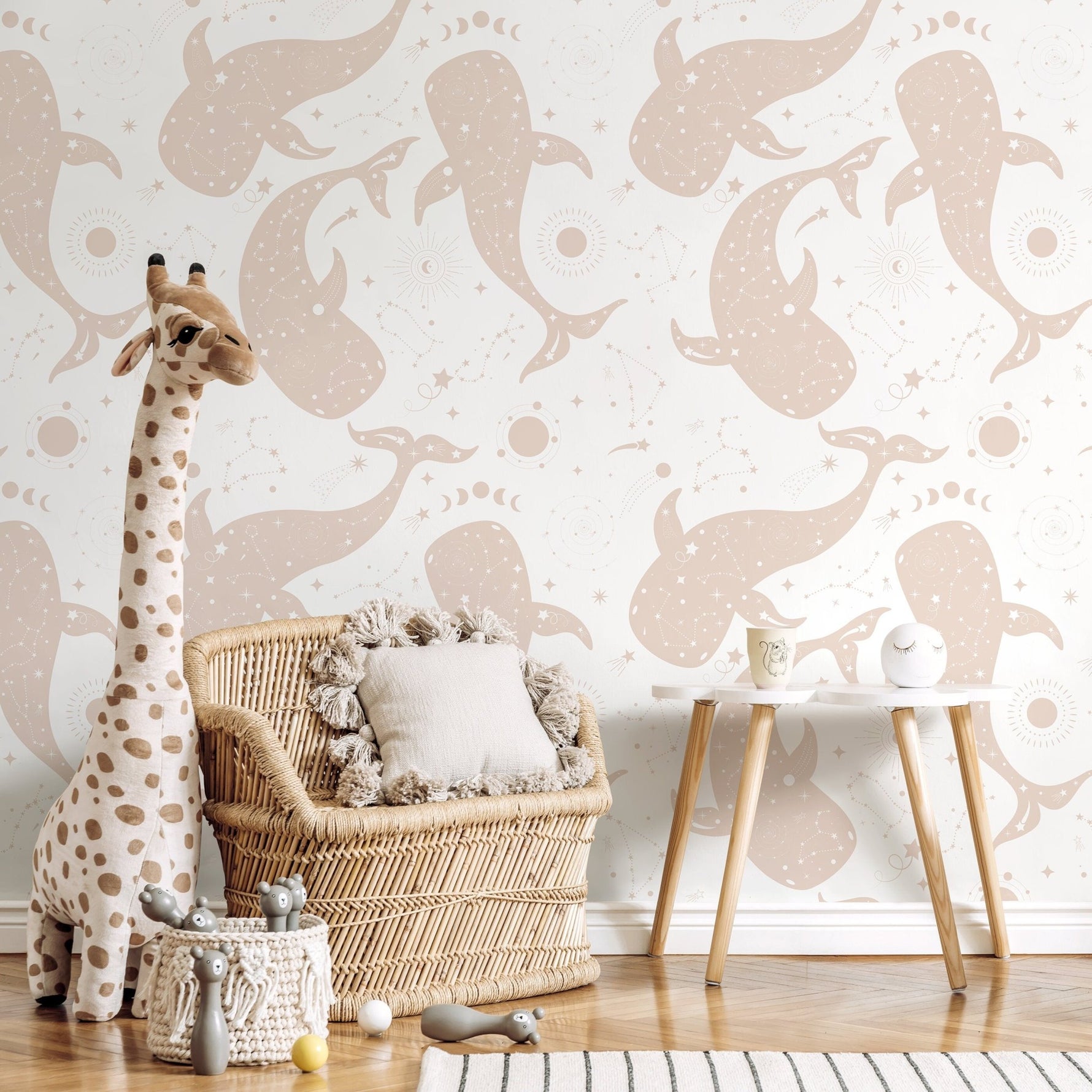 Mystique and Celestial Wallpaper Removable Peel and Stick Wallpaper, Peel and Stick Wallpaper Moon and whale - ZAAS - WallTrend