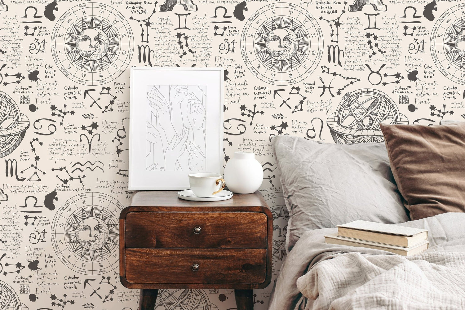 Mystique and Celestial Wallpaper Removable Peel and Stick Wallpaper, Peel and Stick Wallpaper Moon and Zodiac - ZAAX - WallTrend
