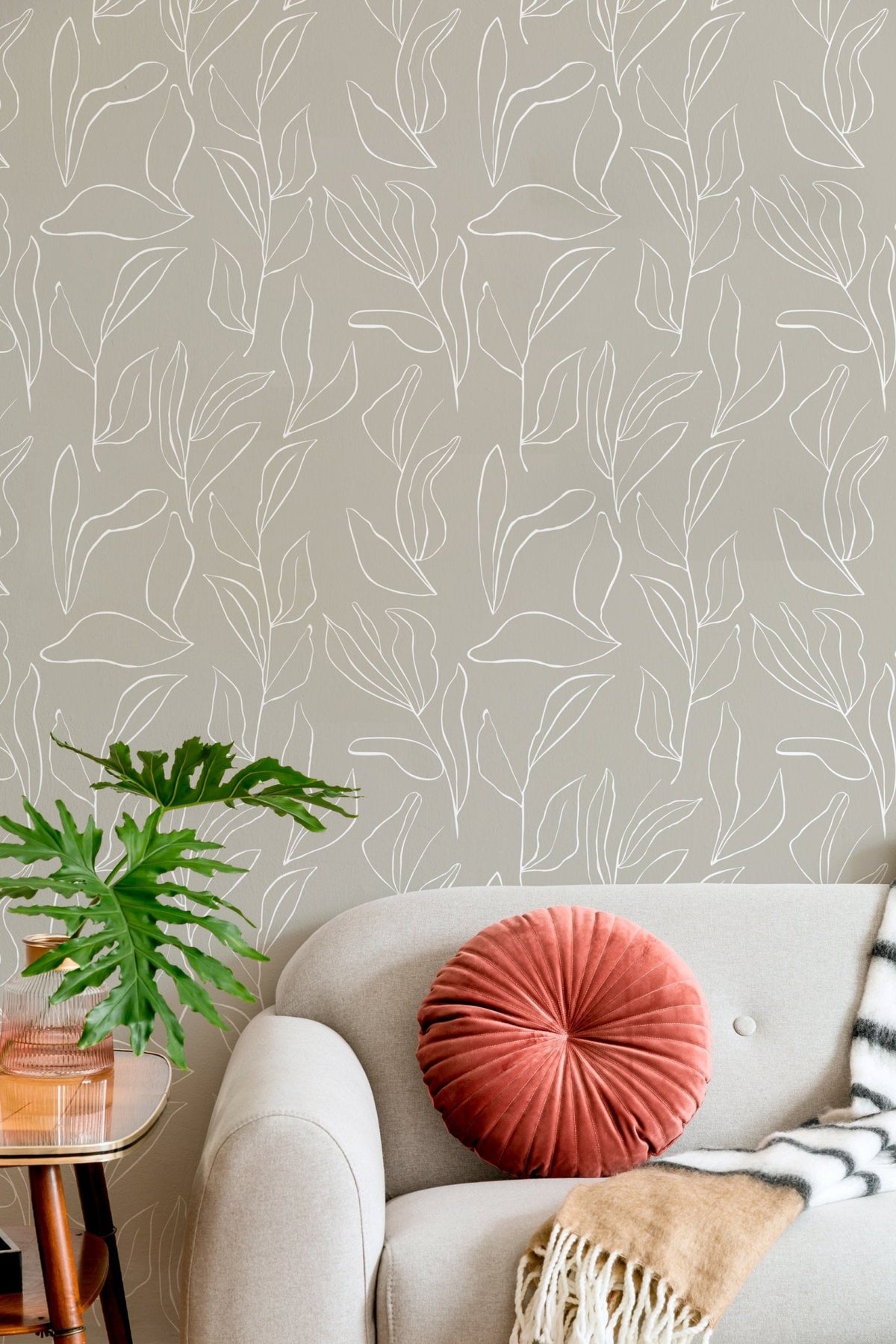 Natural Leaf Silhouettes Wallpaper - C173 - WallTrend