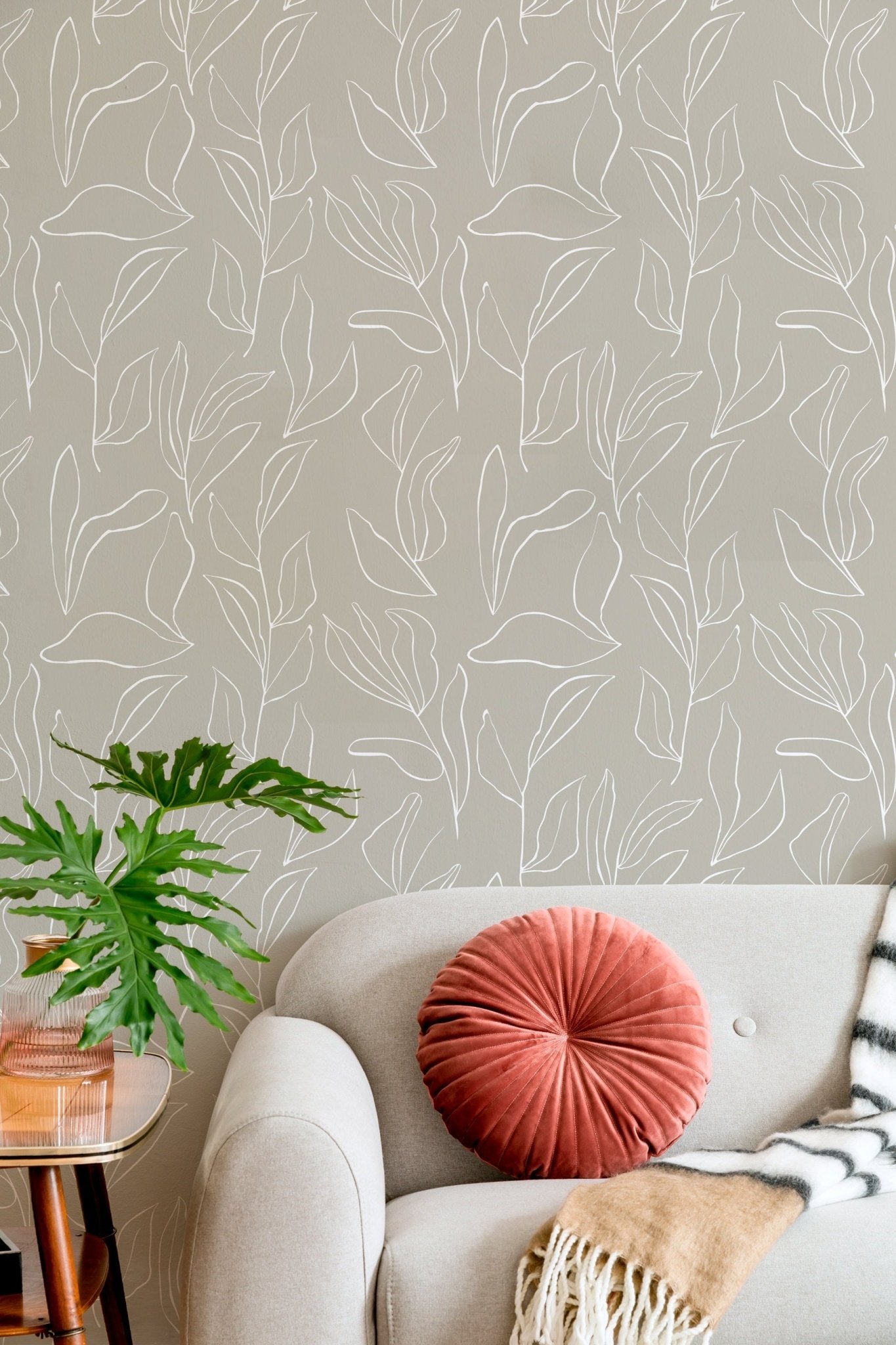 Natural Leaf Silhouettes Wallpaper - C173 - WallTrend
