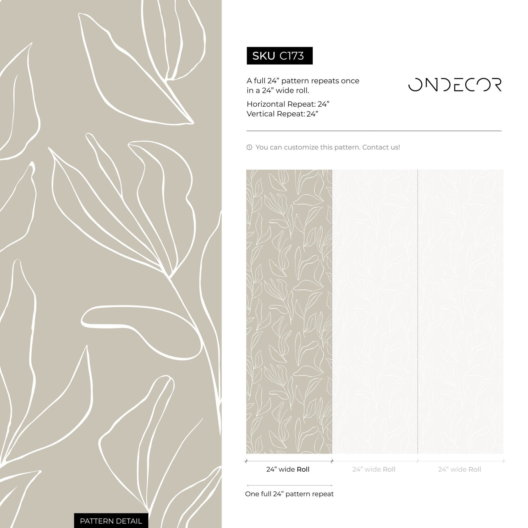 Natural Leaf Silhouettes Wallpaper - C173 - WallTrend