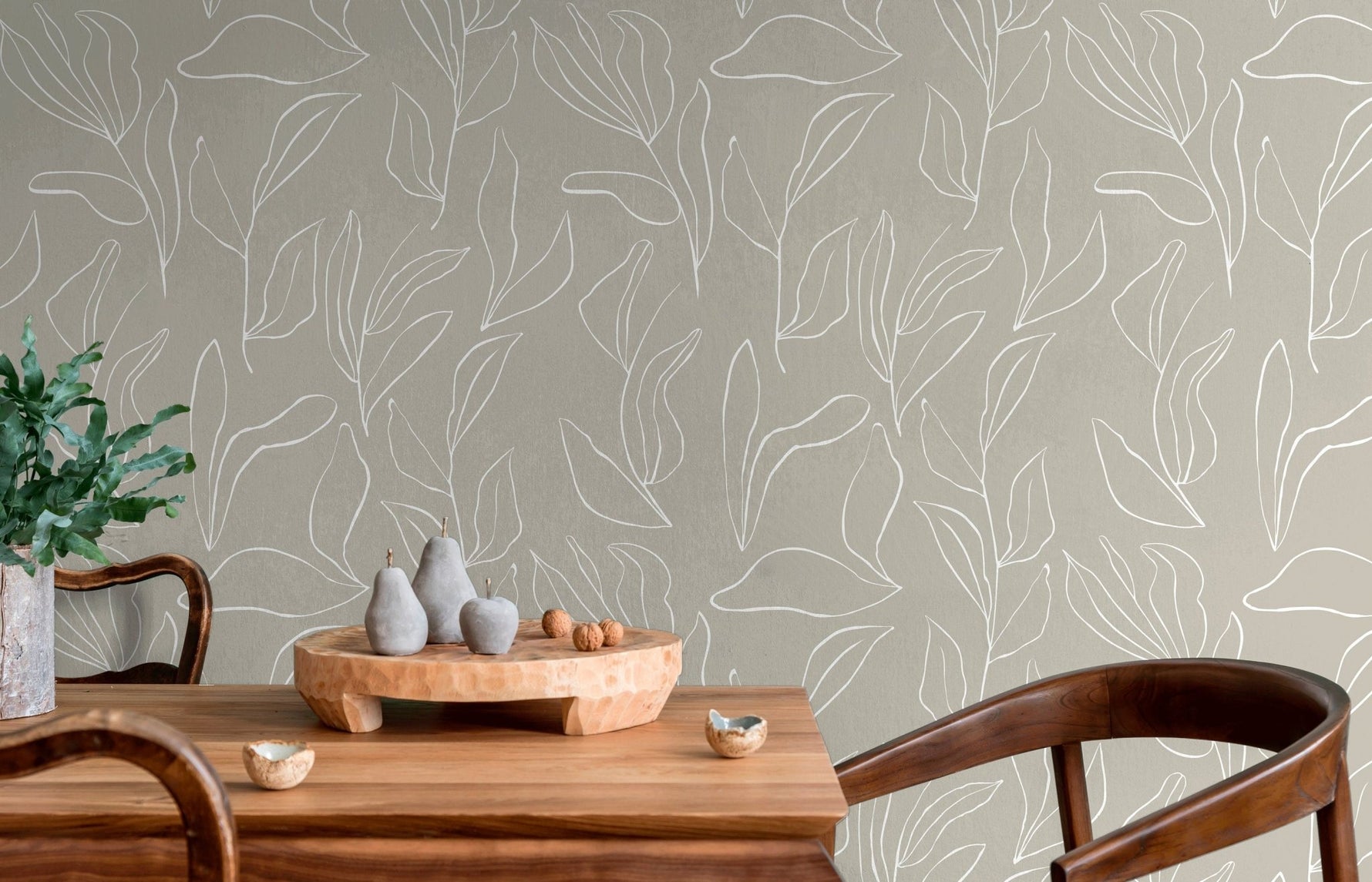 Natural Leaf Silhouettes Wallpaper - C173 - WallTrend