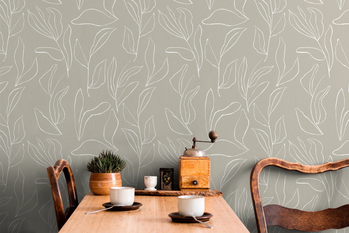 Natural Leaf Silhouettes Wallpaper - C173 - WallTrend