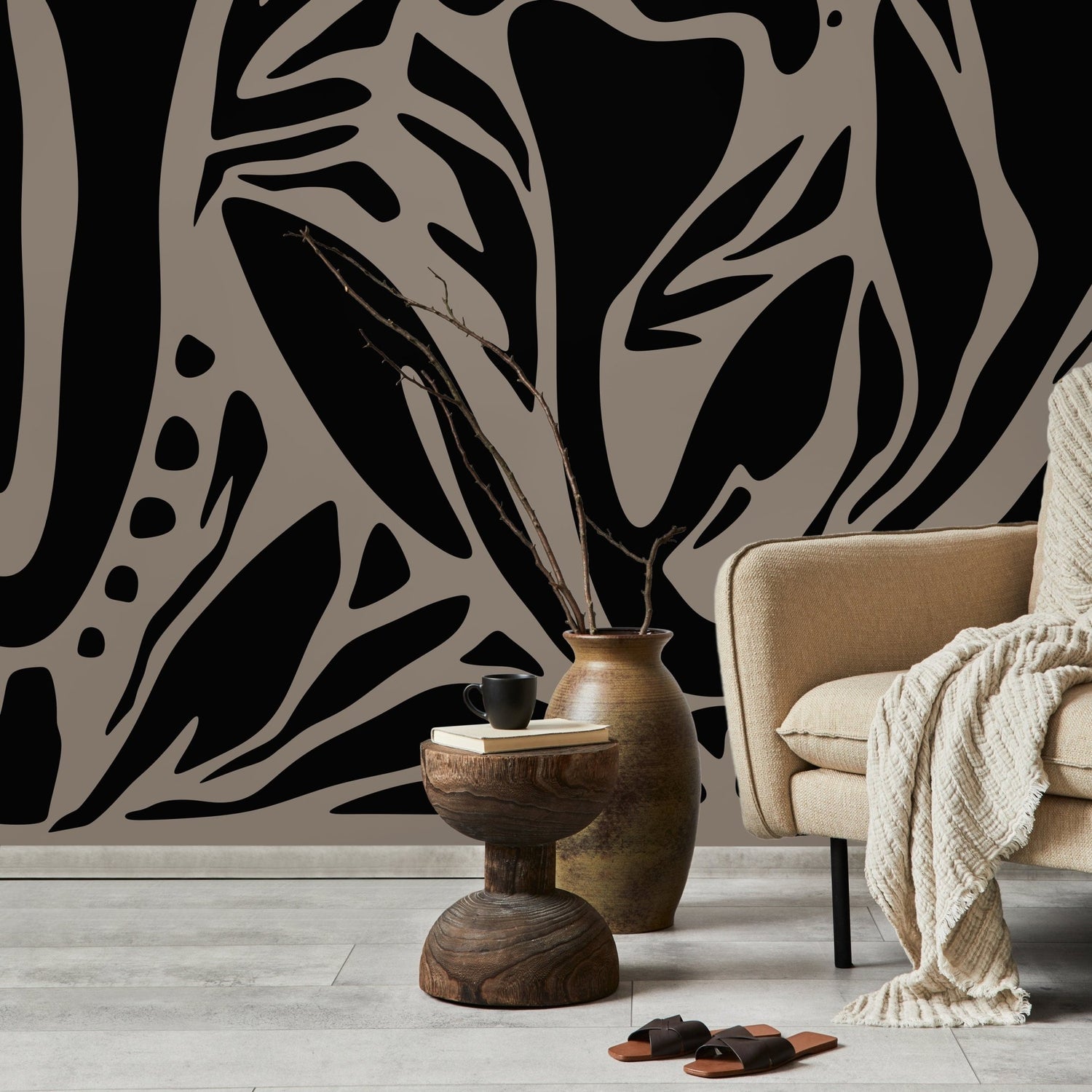 Nature - Inspired Abstract Foliage Wallpaper - D634 - WallTrend