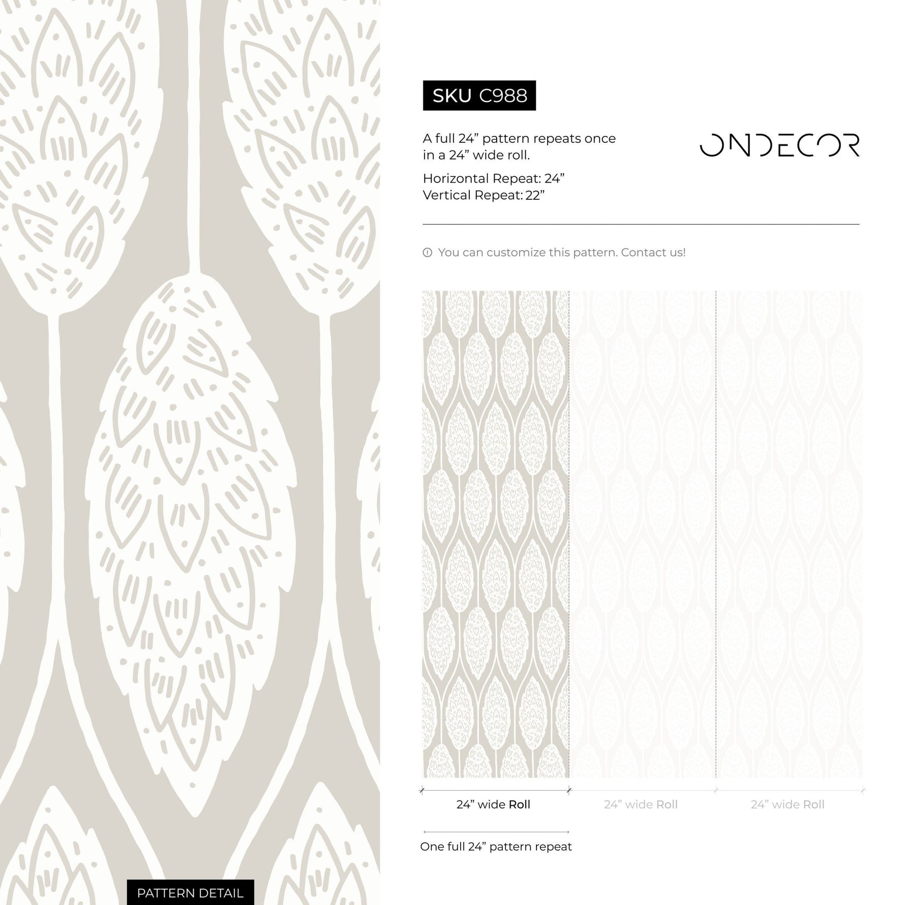 Nature Inspired Leaf Pattern Wallpaper - C988 - WallTrend