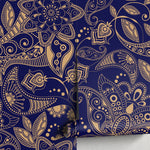 Navy and Gold Paisley Wallpaper - A898 - WallTrend