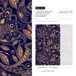 Navy and Gold Paisley Wallpaper - A898 - WallTrend